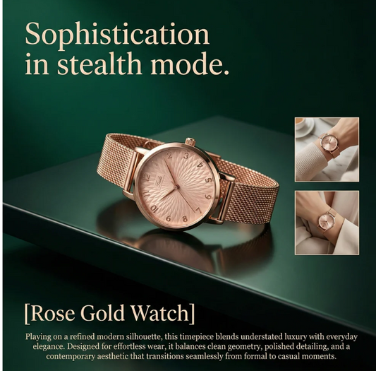 Elegant Rose Gold Finish Analog Wrist Watch