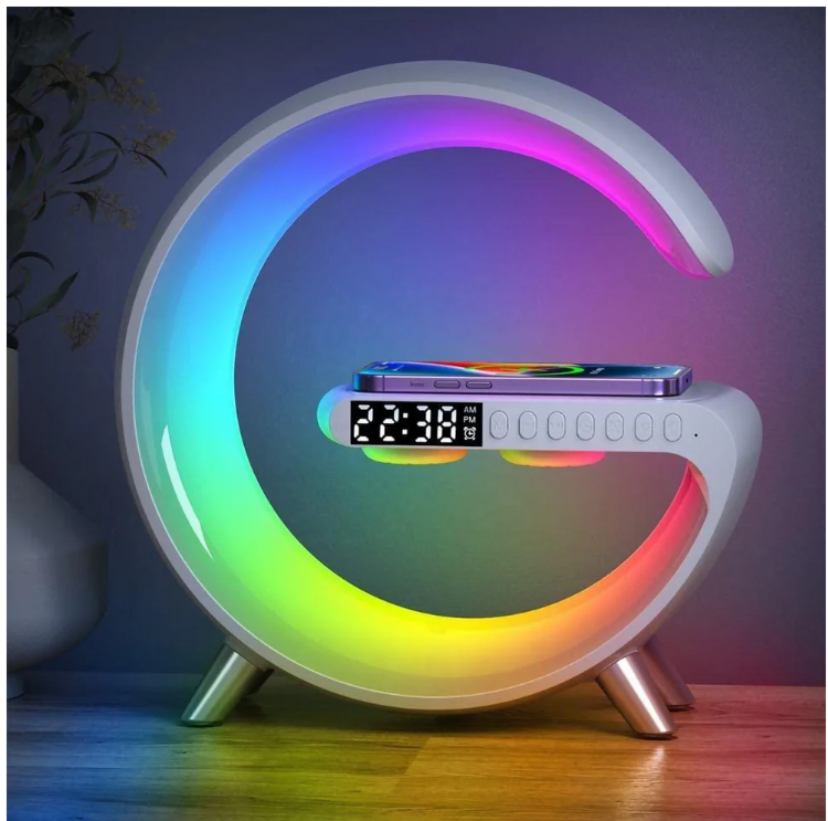 Smart LED Table Lamp with Wireless Charging, Alarm Clock & Music Speaker