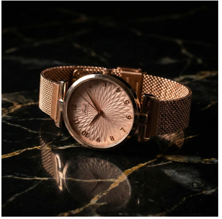 Elegant Rose Gold Finish Analog Wrist Watch