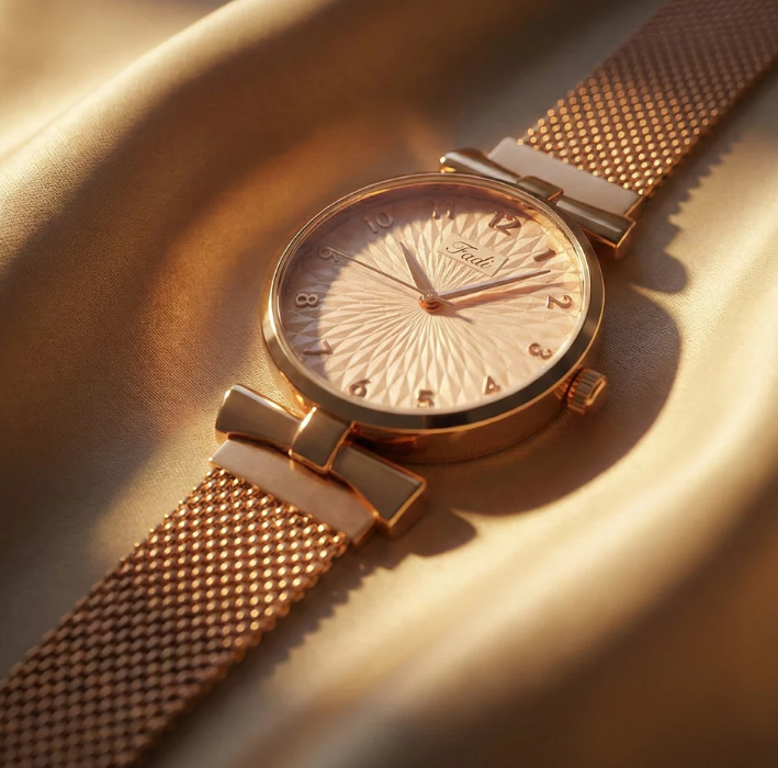 Elegant Rose Gold Finish Analog Wrist Watch